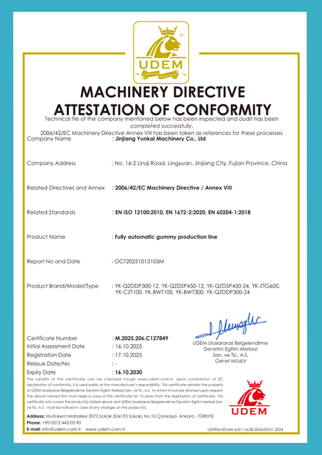 Gummy machine CE certificate